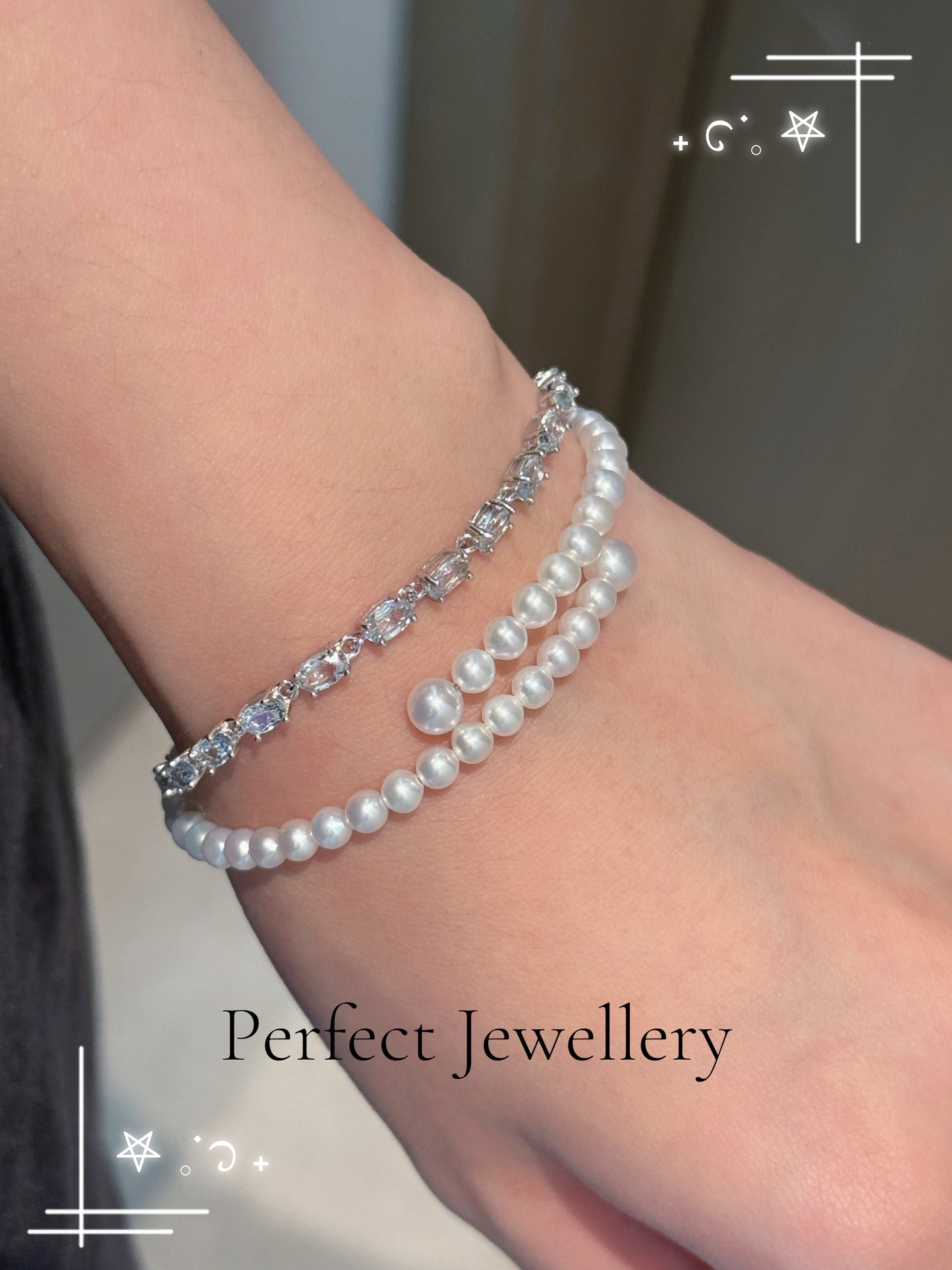 🤍Freshwater Pearl Brackets |寶石珠光✨淡水珍珠漸變Q彈軟手鐲