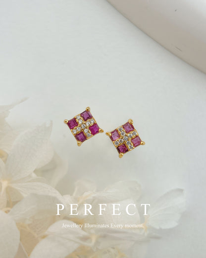 ✨Non-Heat Ruby Earrings｜無燒紅寶石公主方耳釘✨🟥❣️