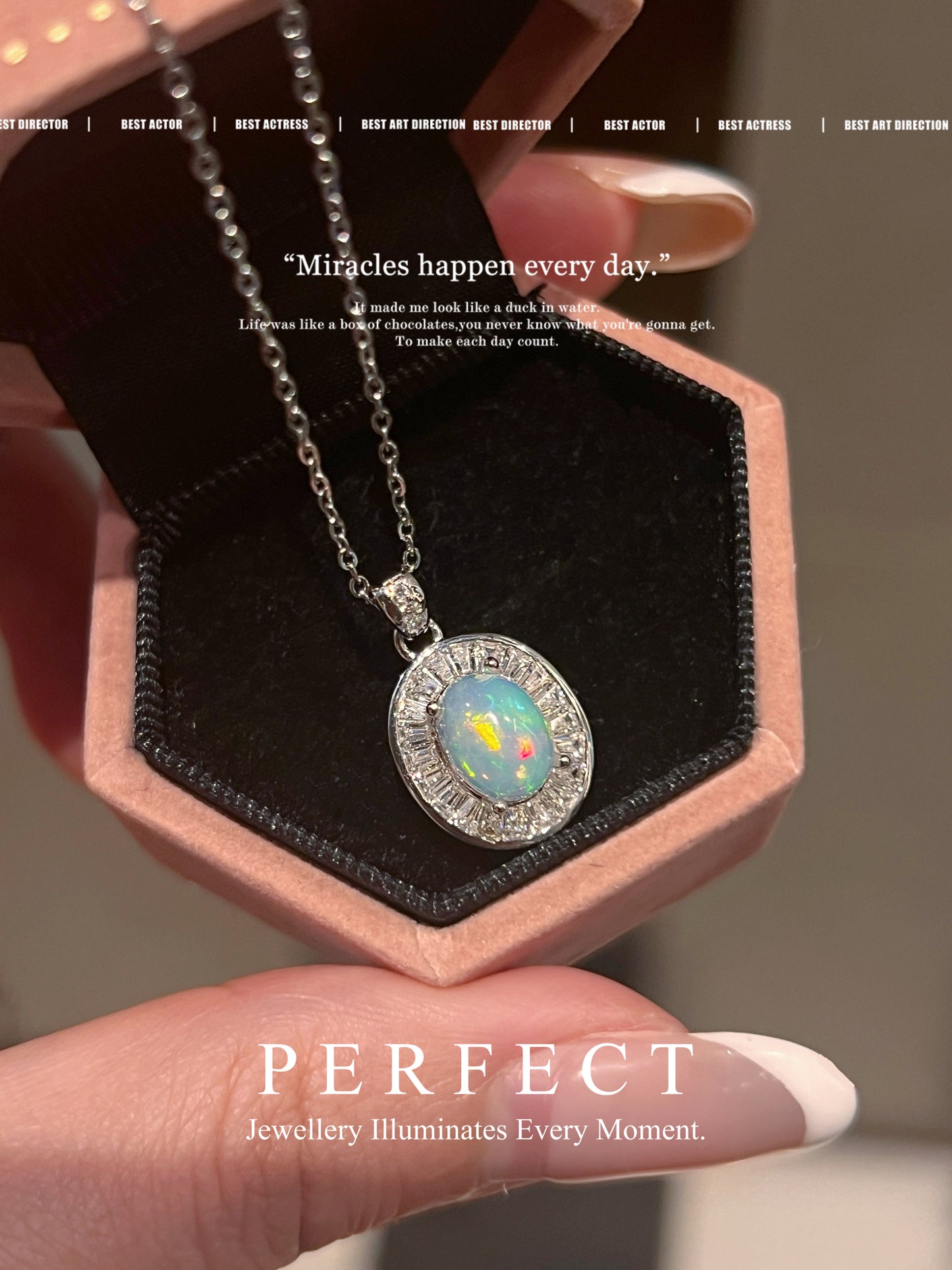 Opal Brass Necklace |澳寶梯方圍鑲頸鏈🍬✨