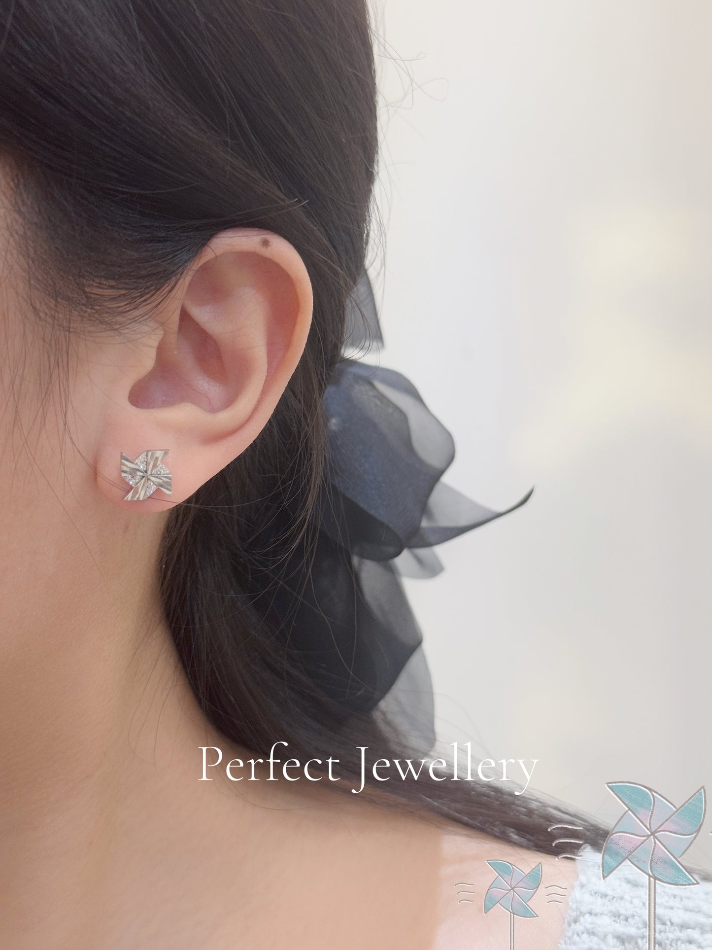 [S925]S925 Silver Earring | 批花小風車S925耳釘