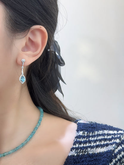 Blue💙Topaz Earring | 瑞士藍托帕石水滴💧耳環✨