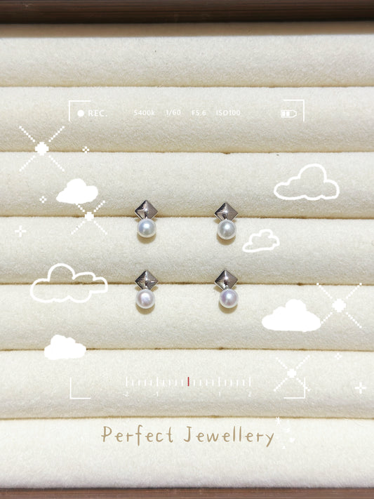 Freshwater Pearl Earring | 淡水珍珠方形耳釘