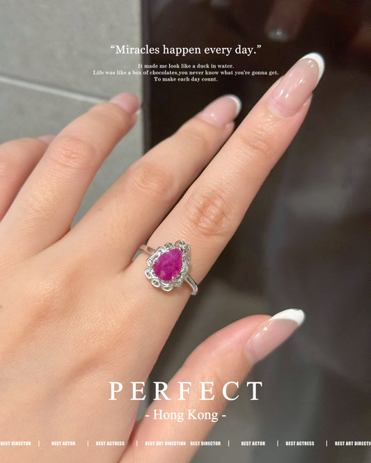 ✨1.5ct Natural Ruby S925 Ring |紅寶石水滴💧戒指✨❤️