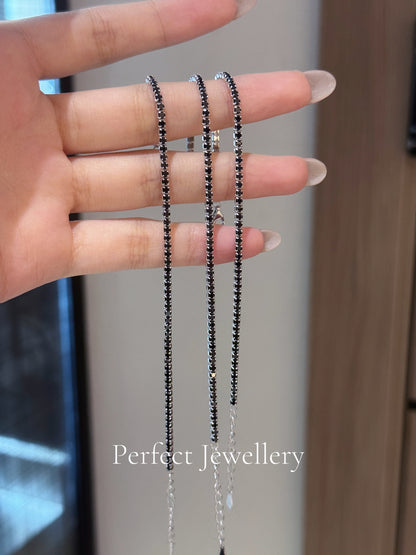 ✨2mm Black Cubic Zirconia Tennis S925 Bracelet｜高碳鑽黑色🖤網球手鏈✨💎