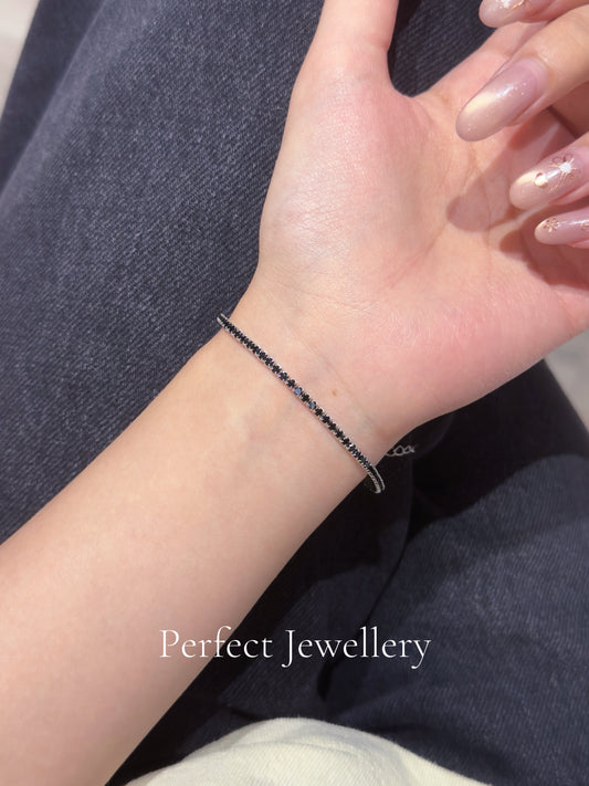 ✨2mm Black Cubic Zirconia Tennis S925 Bracelet｜高碳鑽黑色🖤網球手鏈✨💎