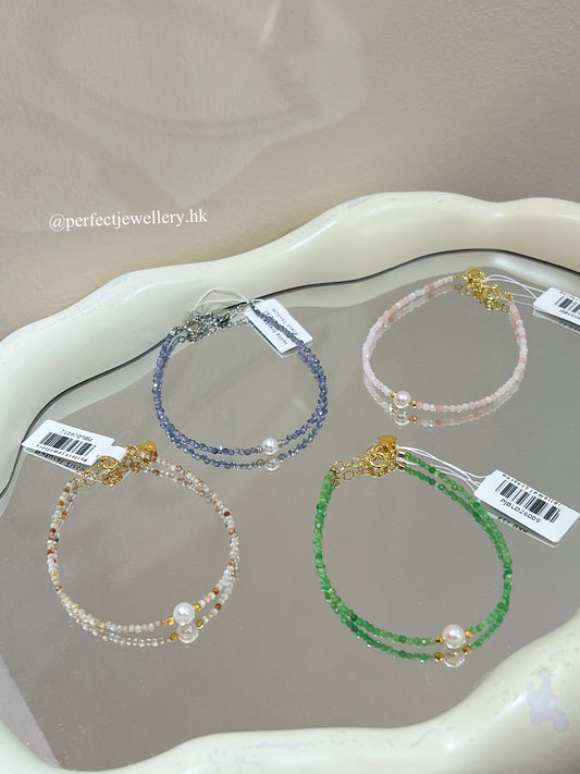 Natural Stone Freshwater Pearl Bracelet ｜天然水晶珍珠手鏈