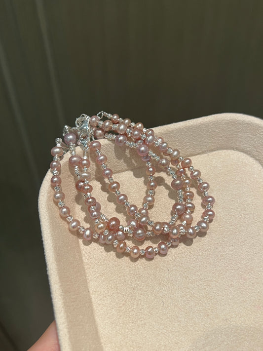 Freshwater Purple Pearl Brass Bracelet |淡水紫珠手鏈