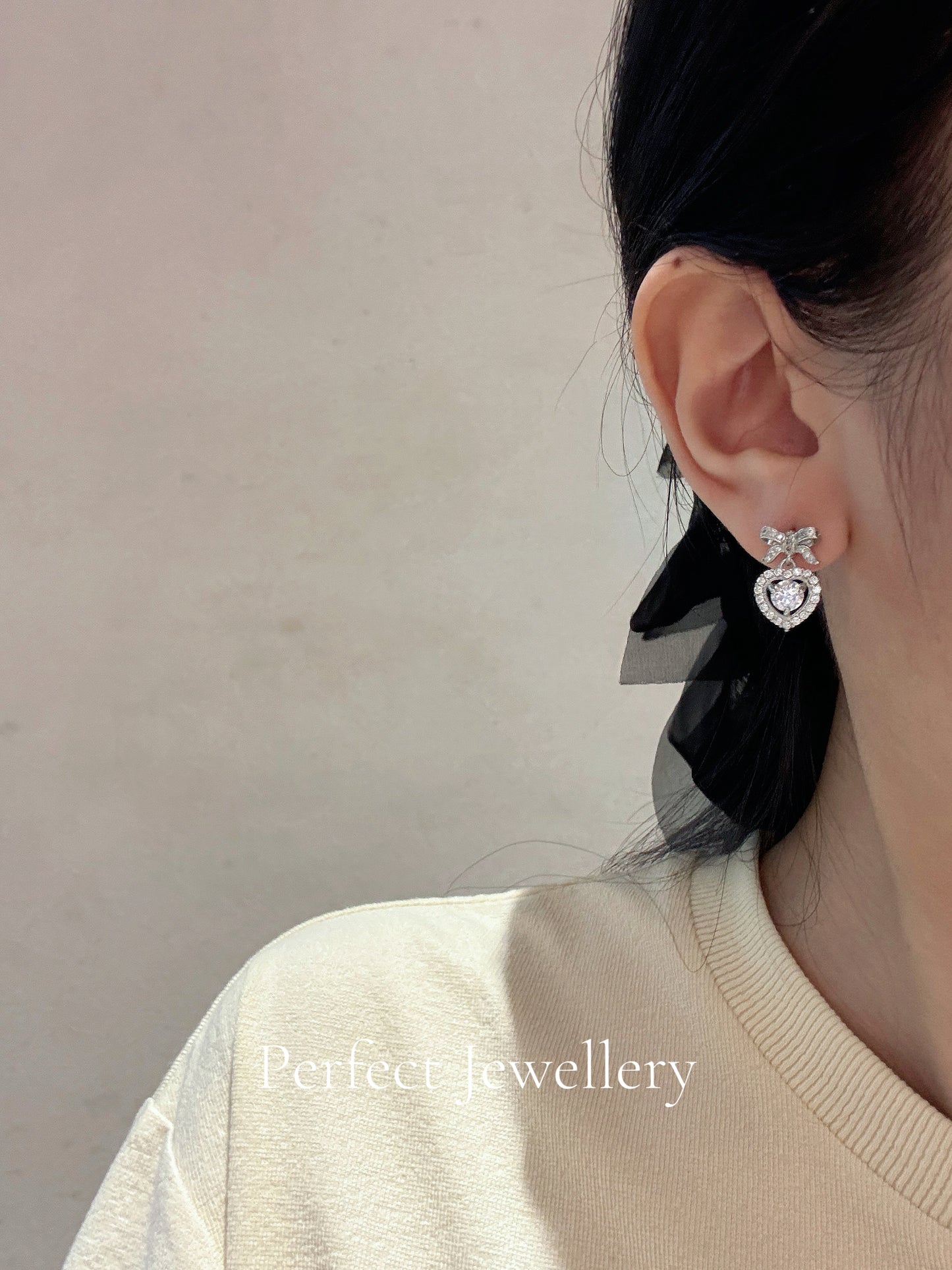 [Brass] 1ct Moissanite Earring✨莫桑蝴蝶結&愛心耳釘