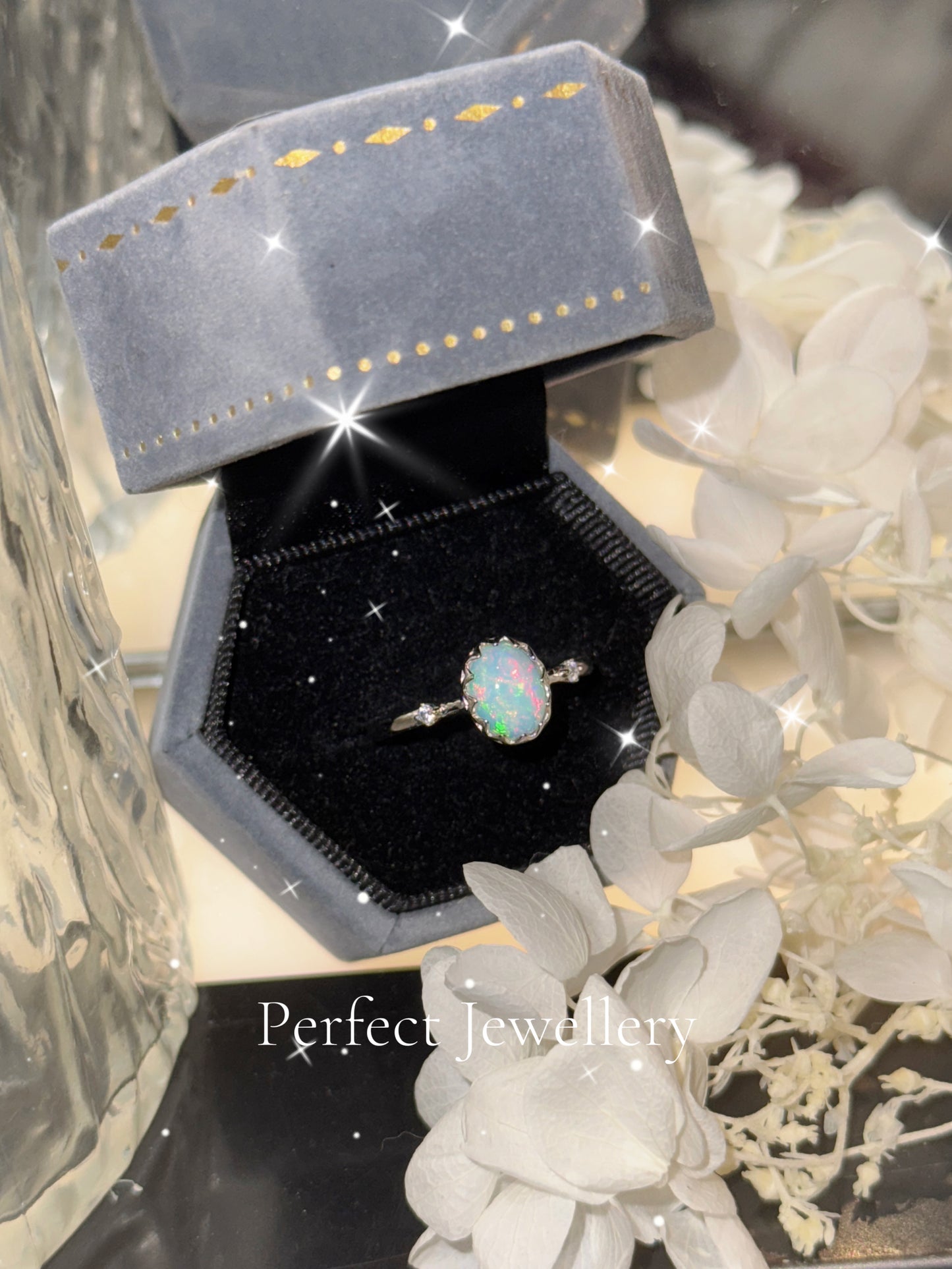 [Opal] White Opal S925 Ring 💍 白澳寶蕾絲戒指