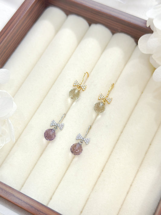 Natural Crystals S925 Earrings 天然水晶S925蝴蝶結耳環