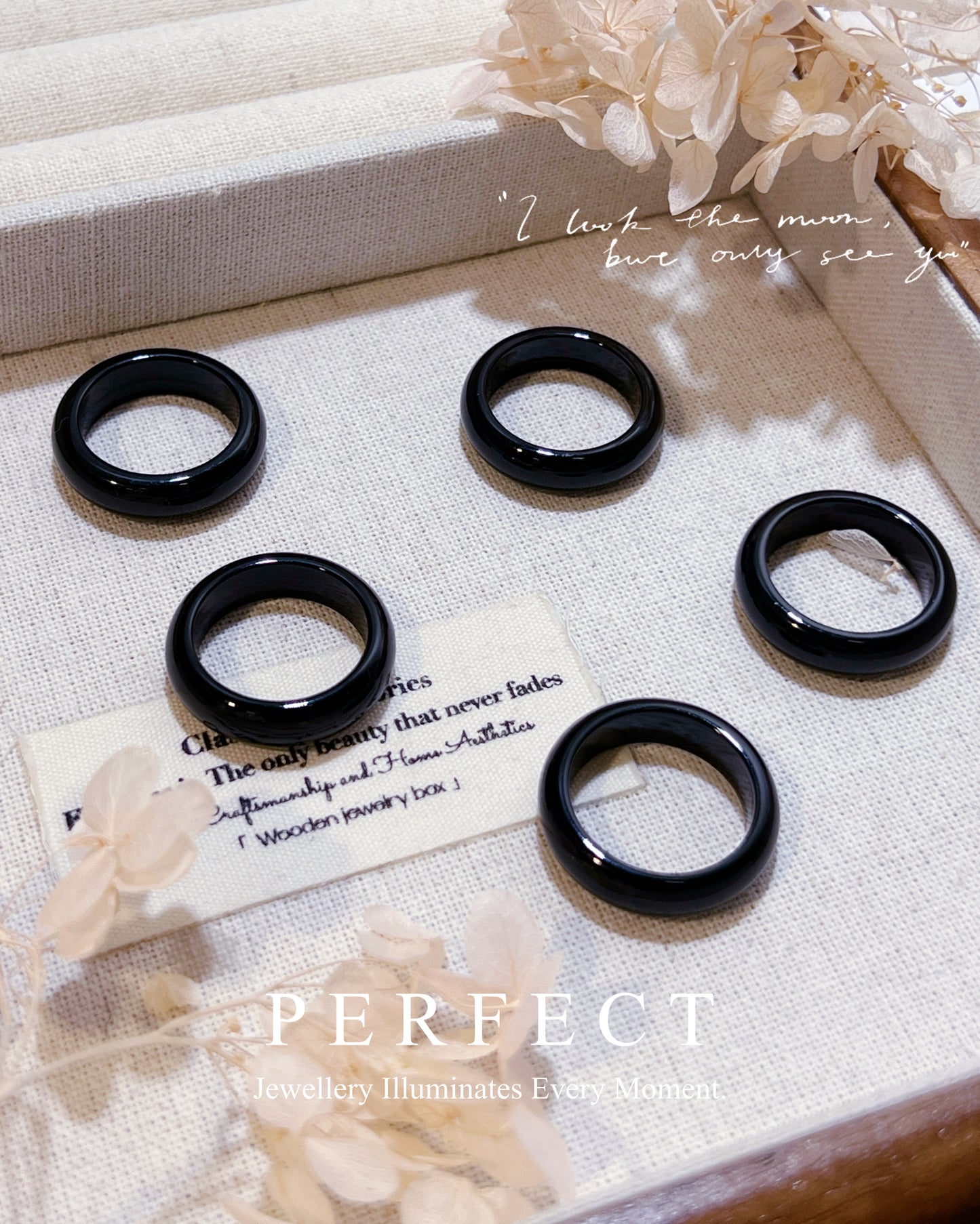 ✨Black Agate Ring 🖤♠️| 天然黑瑪瑙戒指✨🐈‍⬛