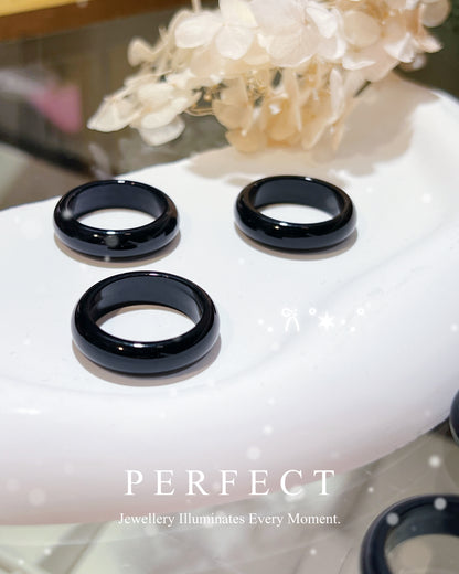 ✨Black Agate Ring 🖤♠️| 天然黑瑪瑙戒指✨🐈‍⬛