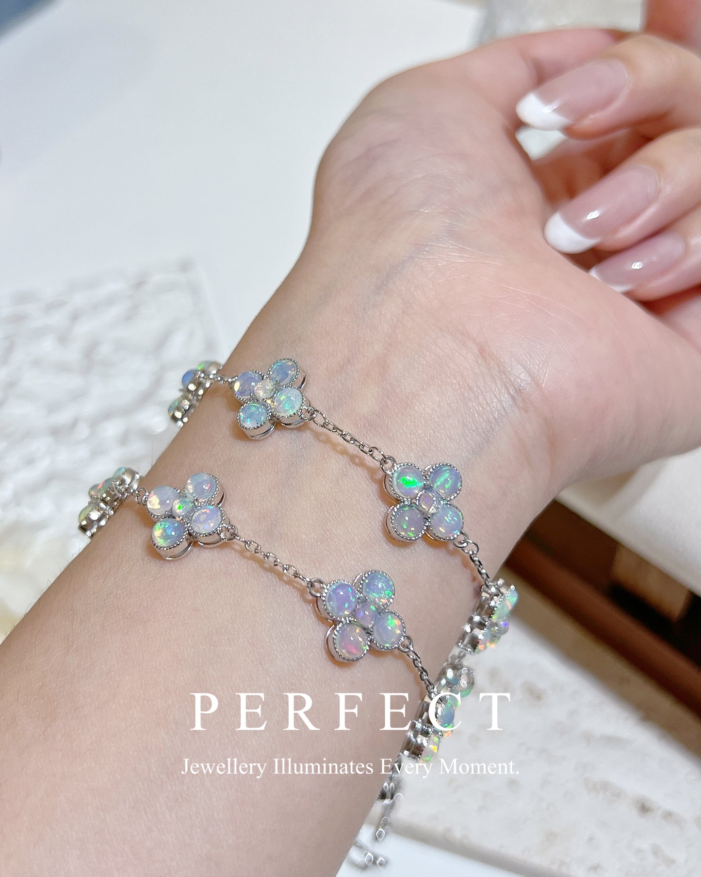 ✨Opal🌈 Clover Brass Bracelet |天然澳寶四葉草🍀手鏈✨