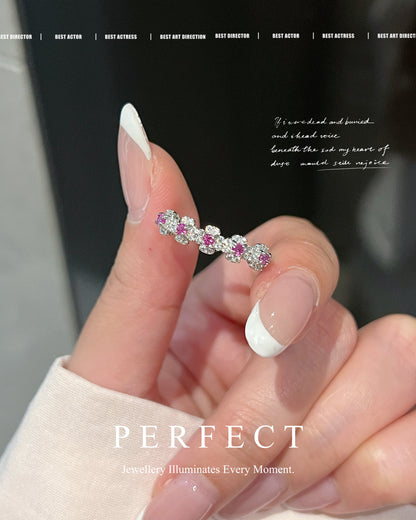 ✨0.5ct Pink Sapphire🌸 S925 Ring | 粉藍寶小花排戒指✨