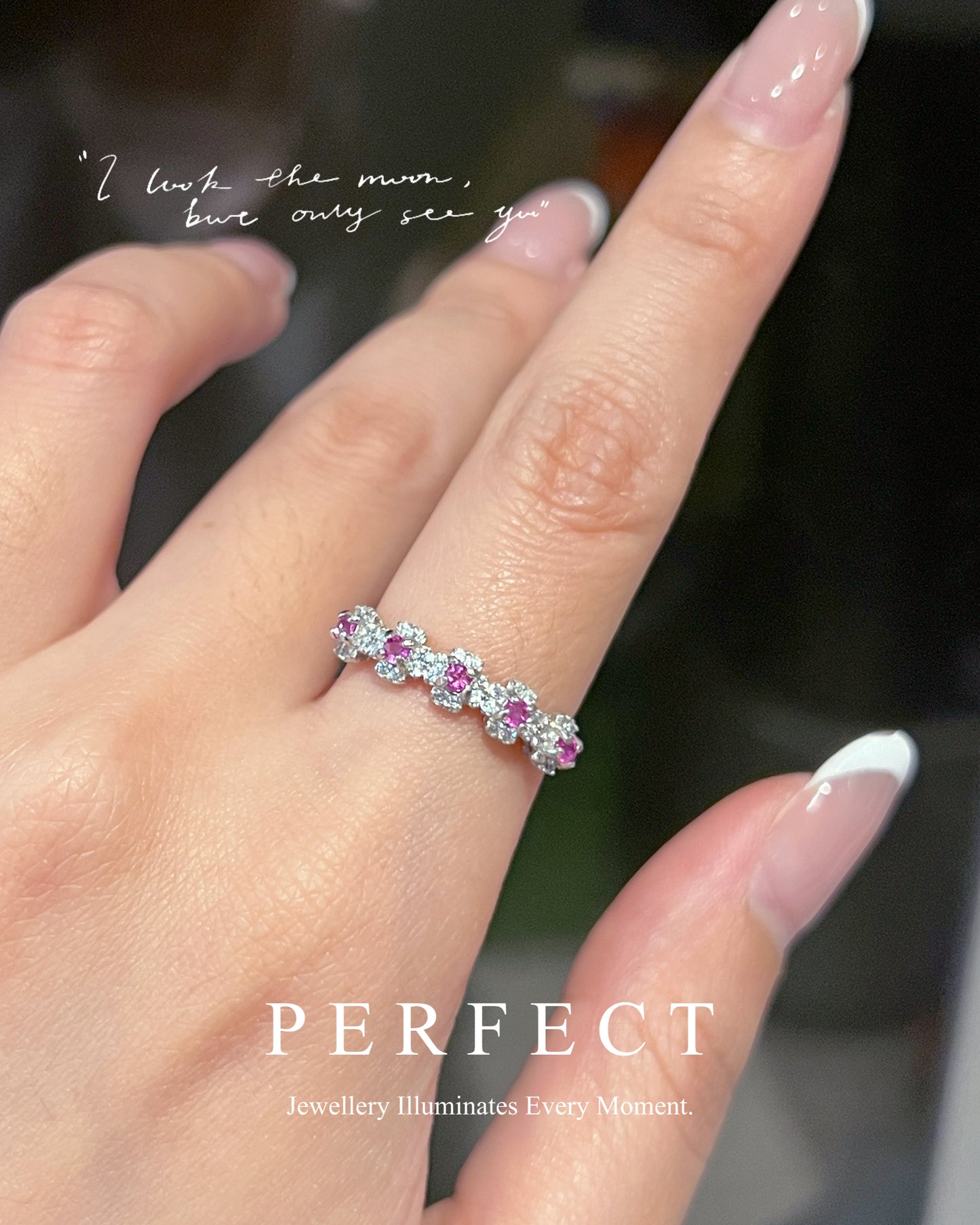 ✨0.5ct Pink Sapphire🌸 S925 Ring | 粉藍寶小花排戒指✨