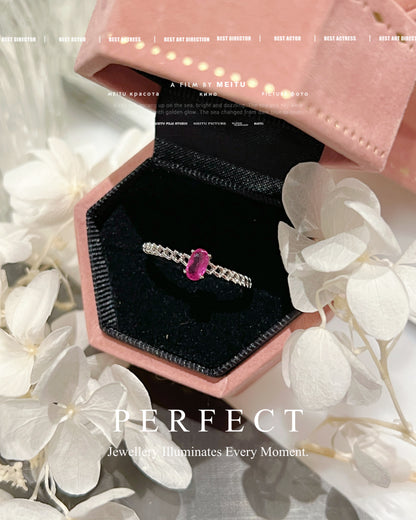 ✨0.3ct Pink Sapphire S925 Ring | 粉藍寶石鎖鏈戒指✨
