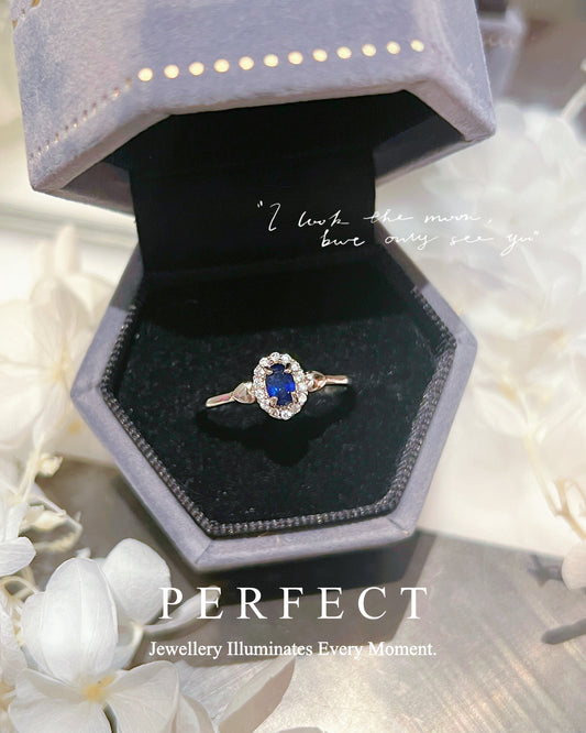 0.35ct Blue Sapphire💙 S925 Ring | 藍寶石圍鑲愛心戒指✨
