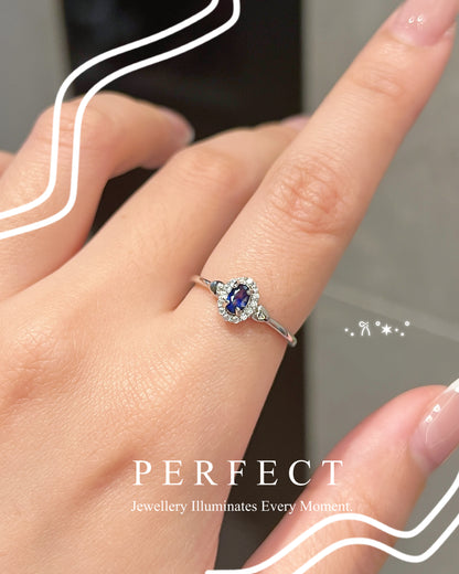 0.35ct Blue Sapphire💙 S925 Ring | 藍寶石圍鑲愛心戒指✨