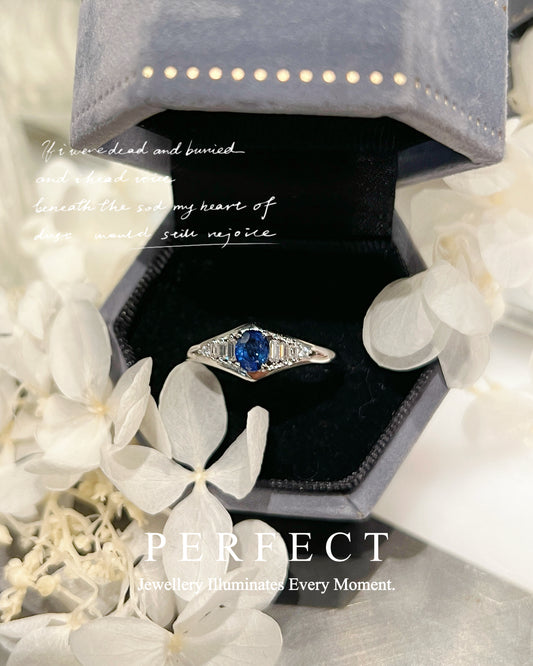 0.45ct Blue Sapphire S925 Ring | 藍寶石型格戒指