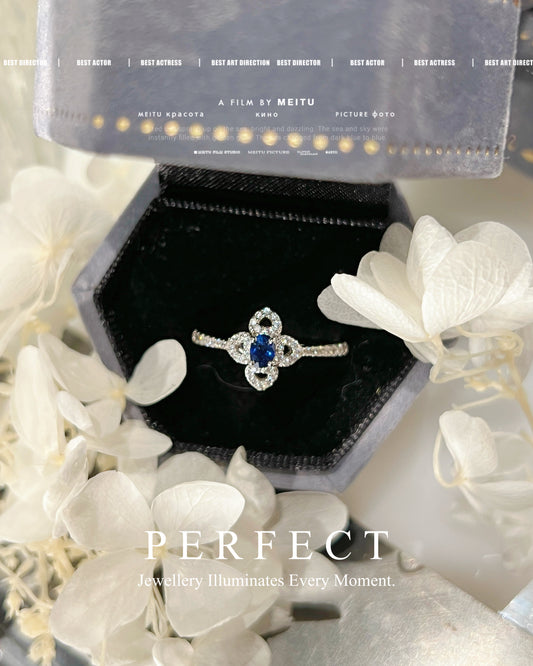 ✨0.25ct Blue Sapphire S925 Ring | 藍寶石四葉草🍀戒指✨
