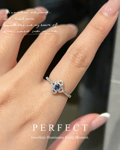 ✨0.25ct Blue Sapphire S925 Ring | 藍寶石四葉草🍀戒指✨