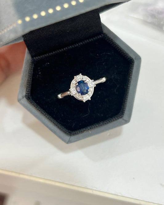 0.7ct Blue Sapphire S925 Ring | 藍寶石羅盤戒指