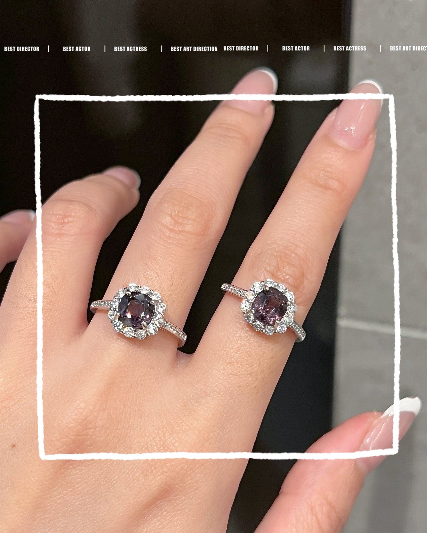 2.5ct Greyish Purple Spinel S925 Ring | 灰紫尖晶石方形戒指