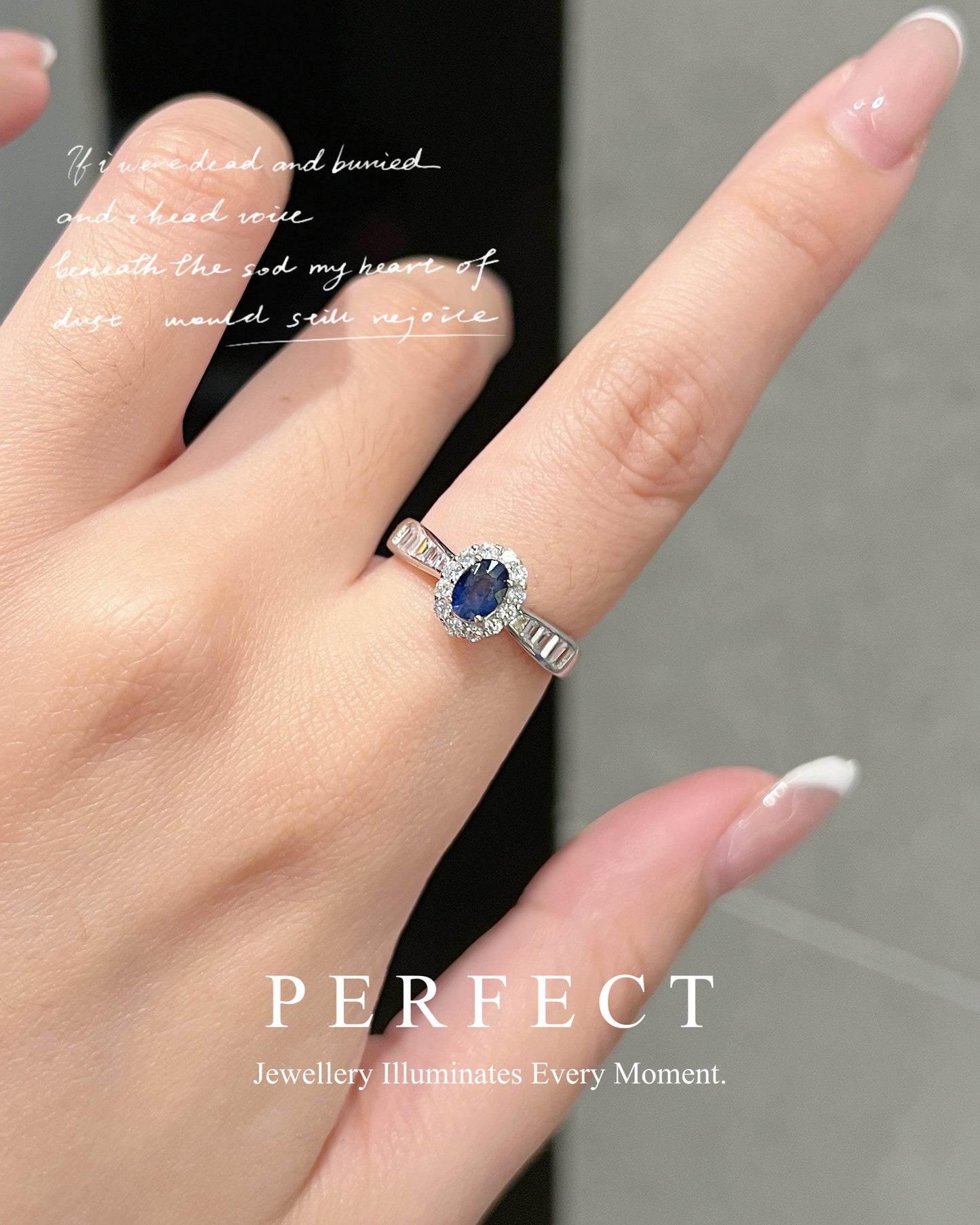 0.6ct Blue Sapphire S925 Ring | 藍寶石梯方圍鑲戒指