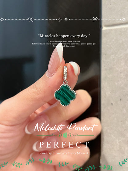 ✨Malachite Brass Pendant | 孔雀石四葉草🍀萬用扣吊墜✨