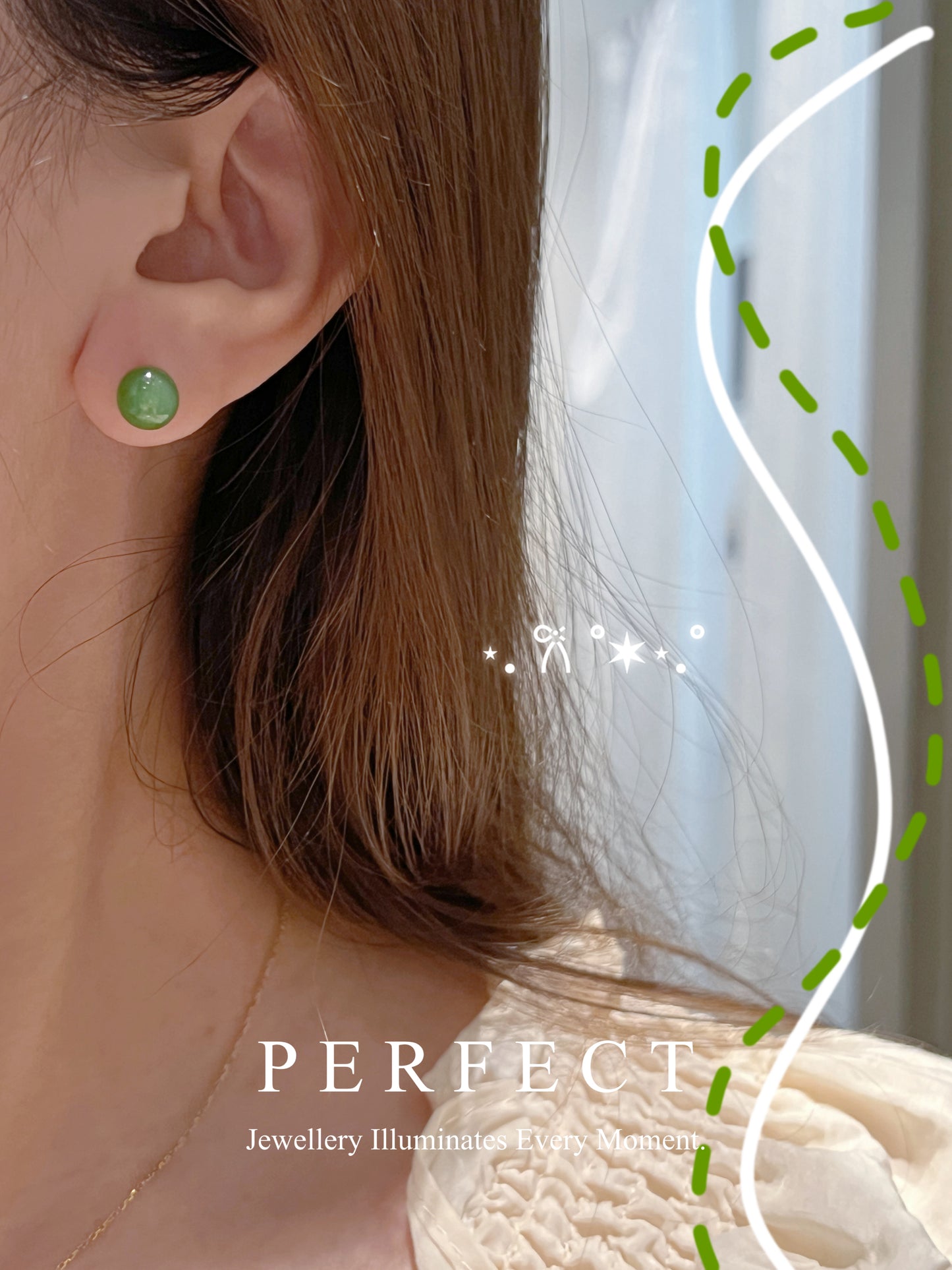 Hetian Jade S925 Earrings | 和田玉圓珠耳釘
