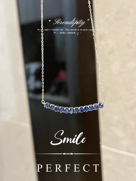 3.5ct Blue Sapphire S925 Necklace | 藍寶石微笑頸鏈