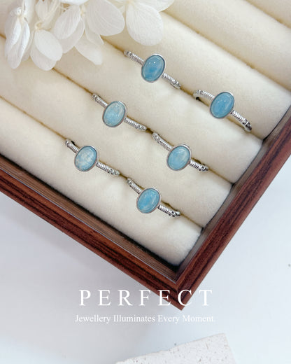 Aquamarine Brass Ring | 海藍寶橢圓戒指