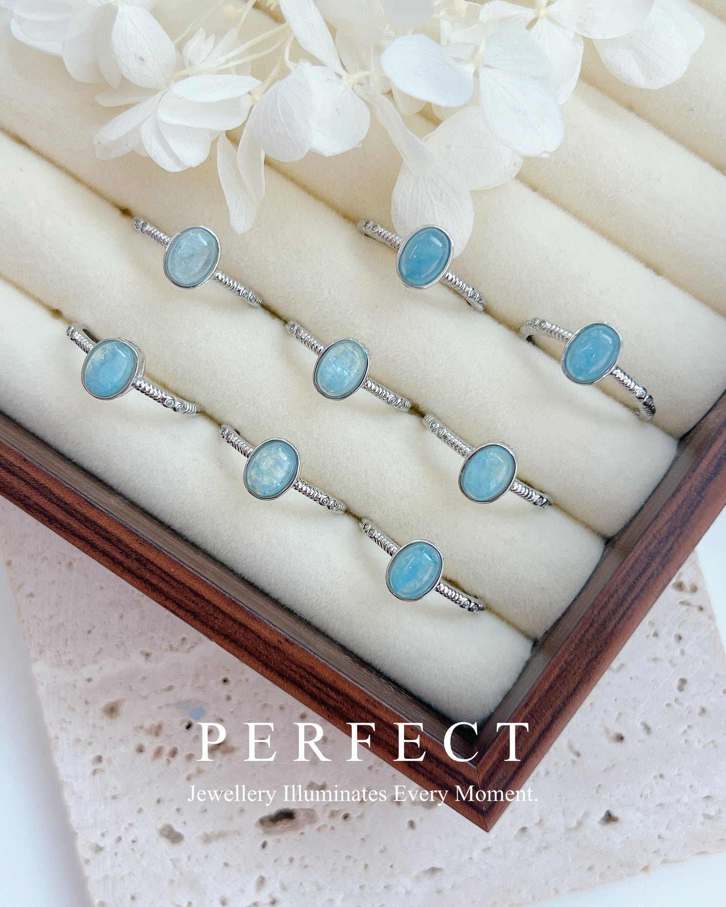 Aquamarine Brass Ring | 海藍寶橢圓戒指