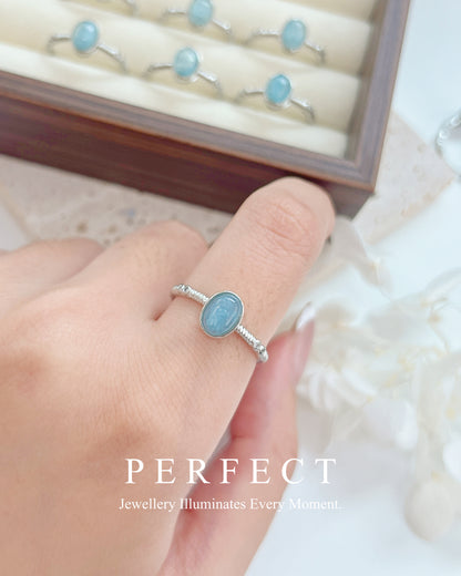 Aquamarine Brass Ring | 海藍寶橢圓戒指