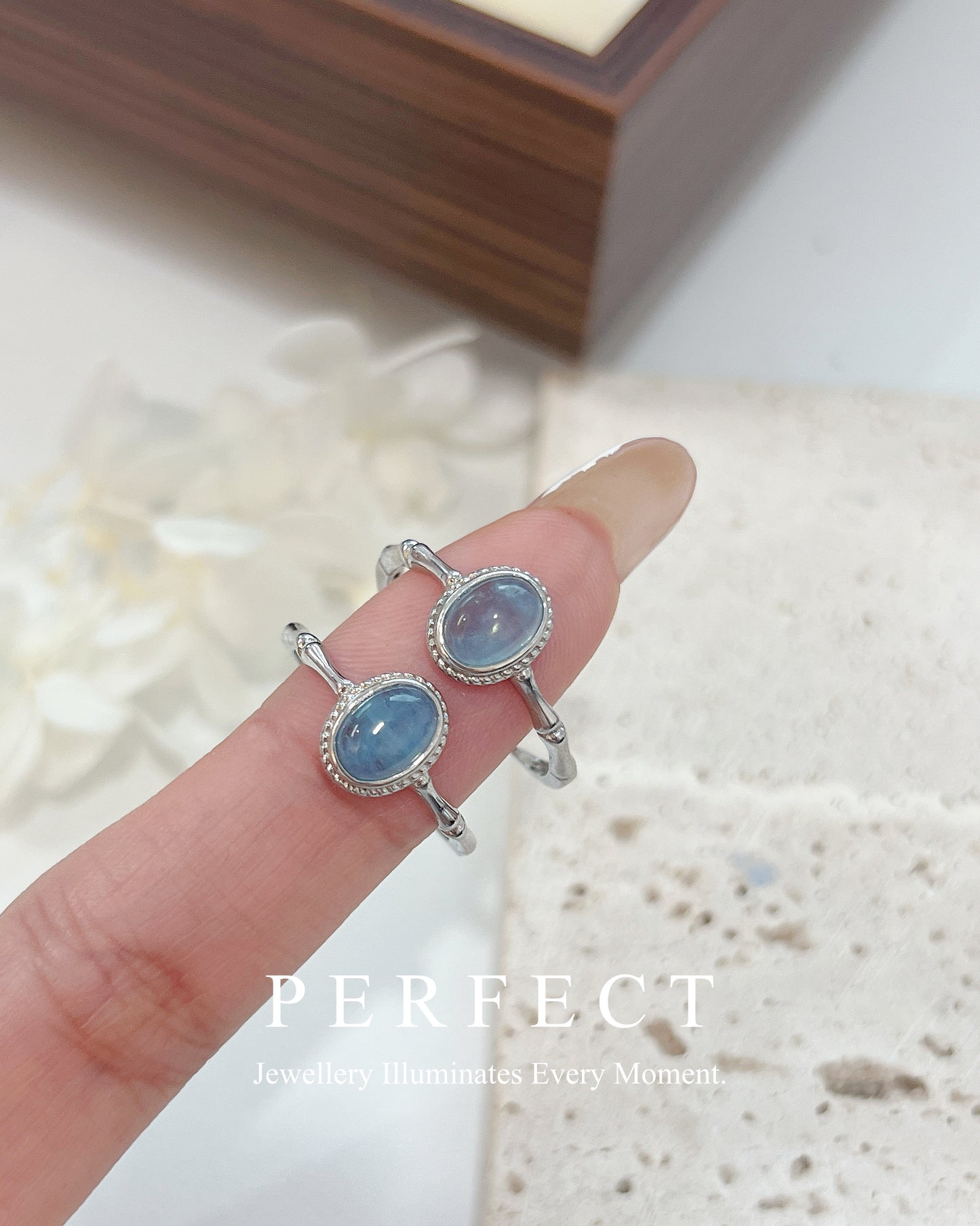 ✨Aquamarine Brass 💙Ring | 海藍寶竹節戒指🌊✨