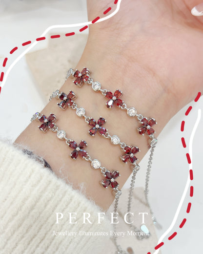 ✨Red Garnet Clover Bracelet | 紅石榴四葉草手鍊✨♥️