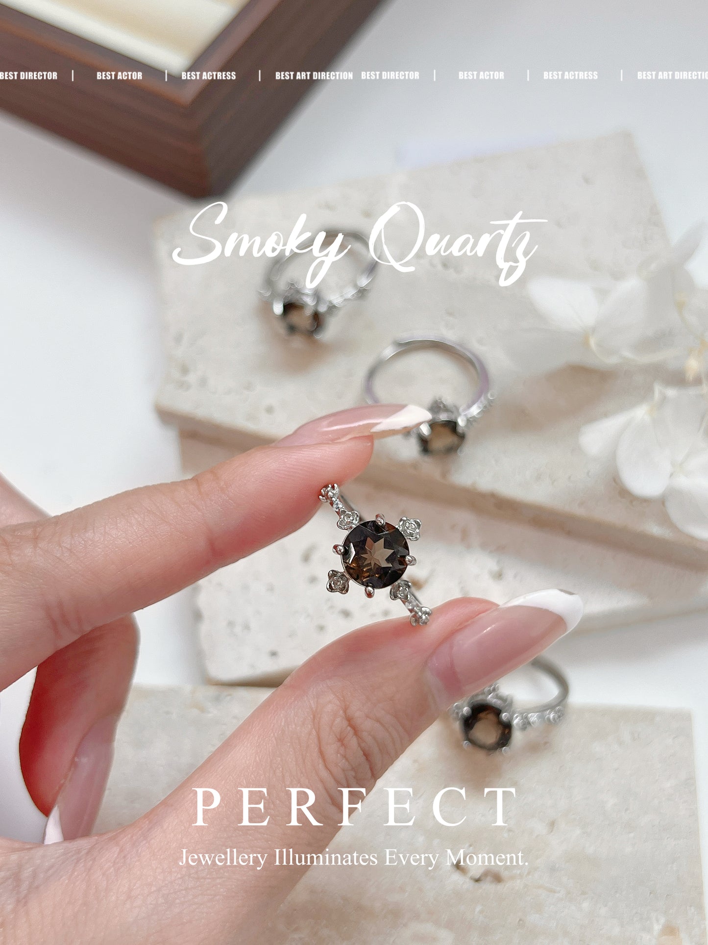 Smoky Quartz Brass Ring | 茶水晶荊棘玫瑰戒指🩷✨