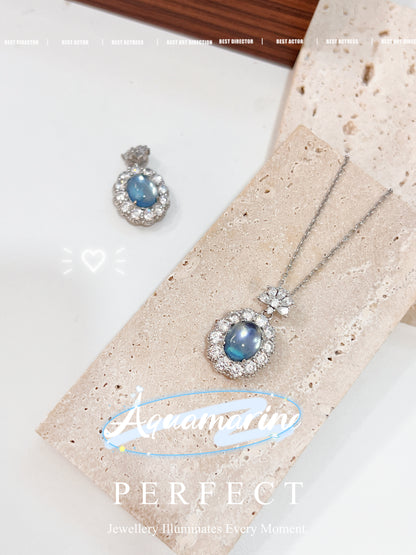 Aquamarine Brass Necklace🌊海藍寶圍鑲頸鏈🧊✨