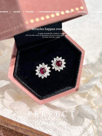 ✨Ruby S925 Earrings| 紅寶石小糖豆耳釘✨♥️