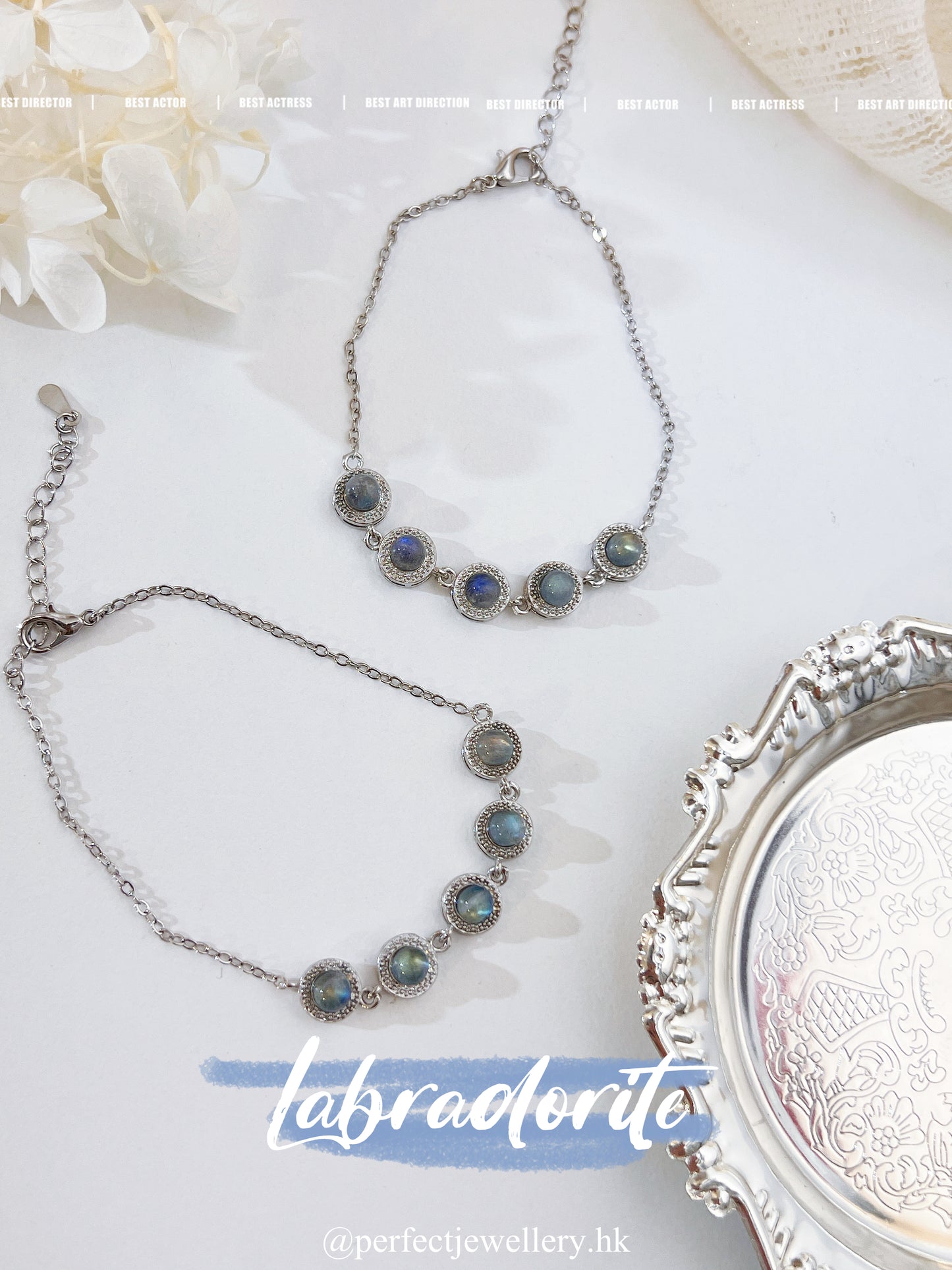 Labradorite Brass Bracelet | 灰月光💙泡泡🫧手鍊