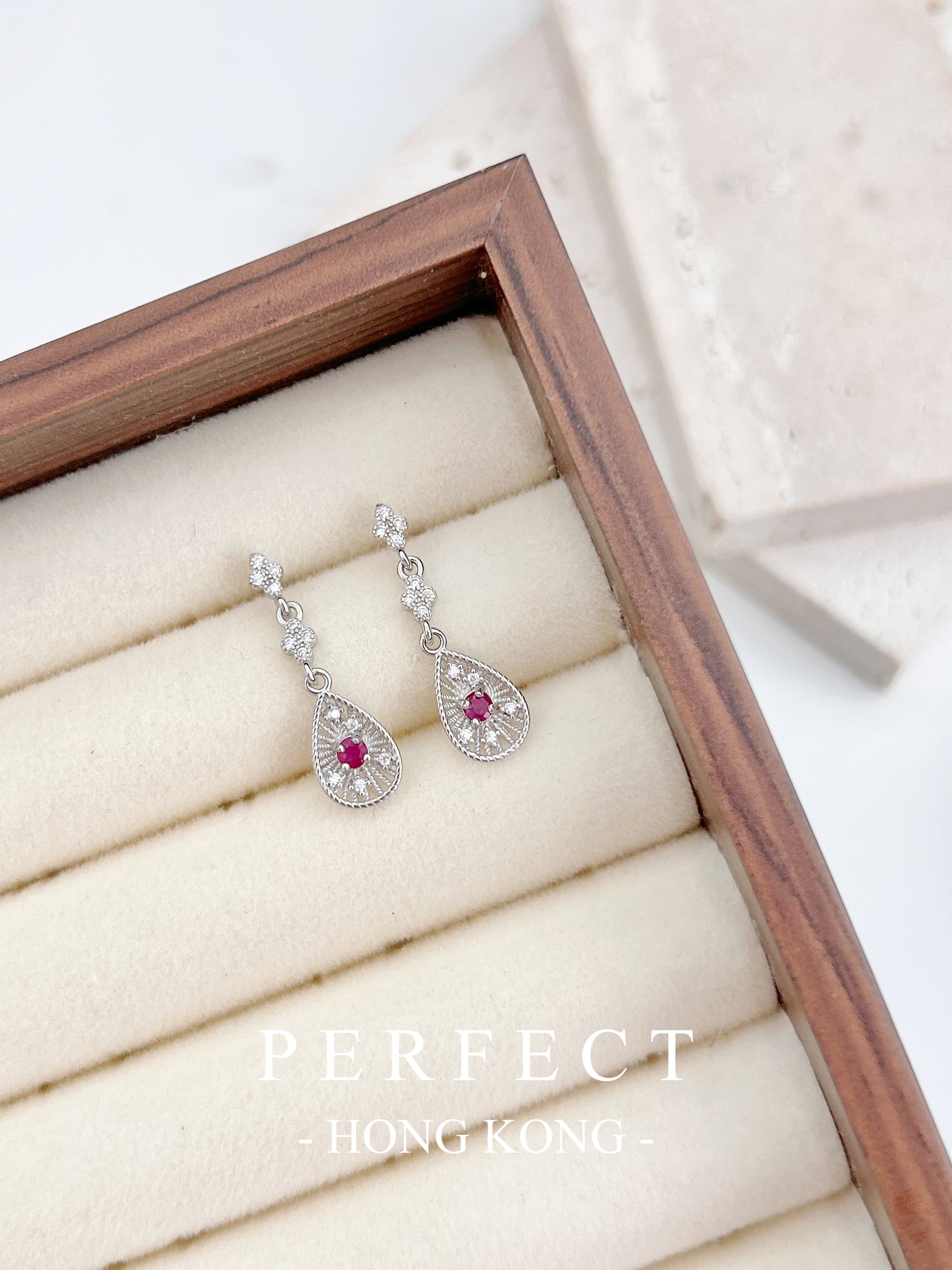 0.1ct Ruby S925 Earrings | 紅寶石蕾絲耳釘✨♥️