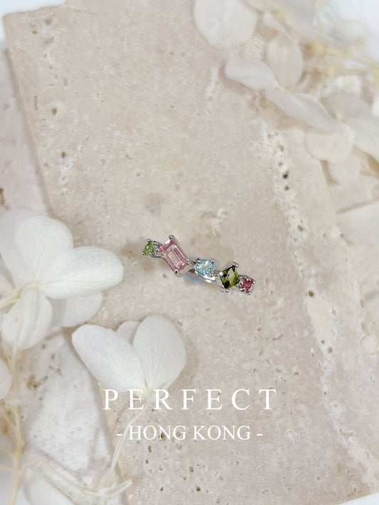 Rainbow Tourmaline S925 RIng | 彩虹碧璽不規則排戒✨ 🌈