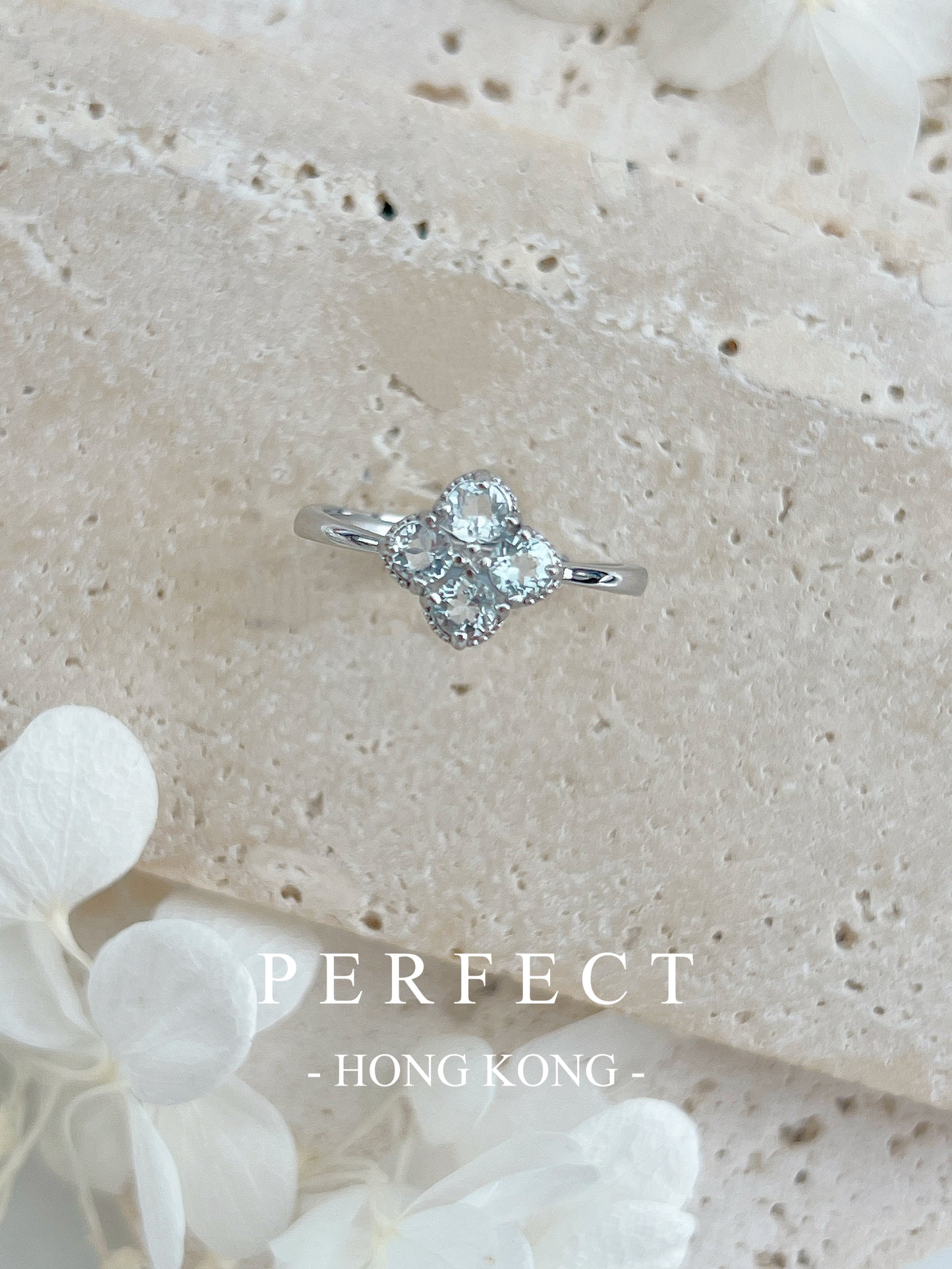 0.8ct Aquamarine Clover S925 Ring | 海藍寶四葉草戒指🩵✨