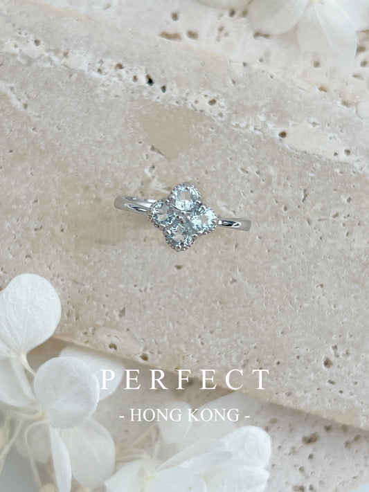 0.8ct Aquamarine Clover S925 Ring | 海藍寶四葉草戒指🩵✨