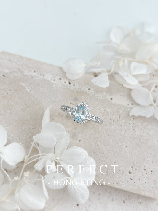 0.9ct 💧Aquamarine S925 Ring | 海藍寶圍鑲水滴戒指🩵✨
