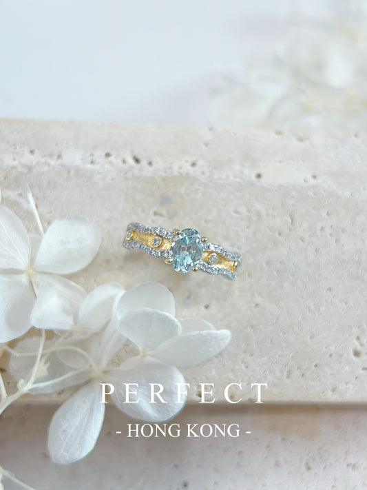 0.7ct 🧊Aquamarine S925 Ring | 海藍寶雙色布契拉提戒指🩵✨