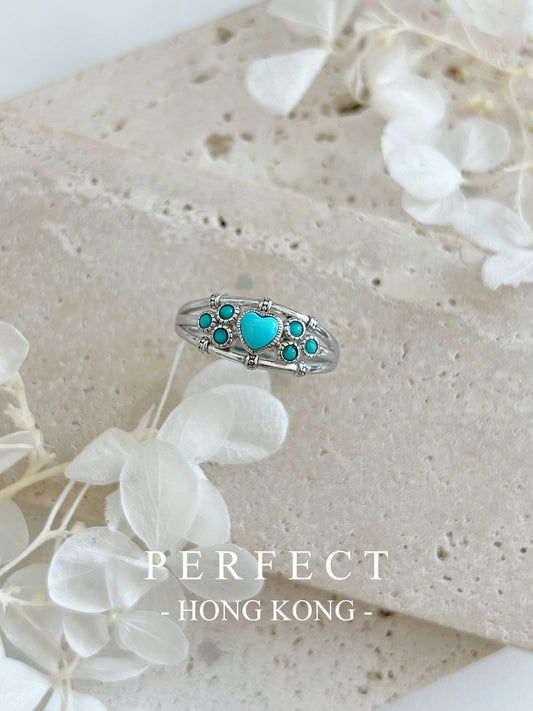 Turquoise S925 Ring | 綠松石星球愛心戒指🩵✨