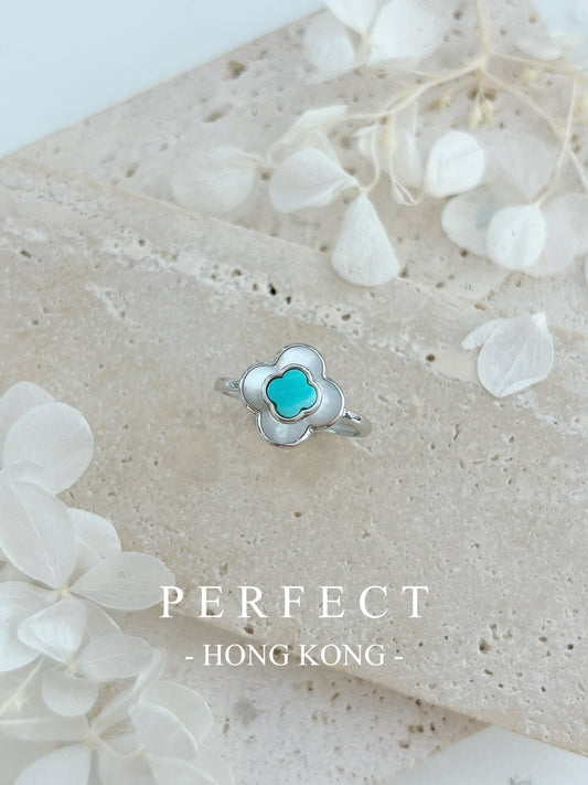 Turquoise MOP Clover S925 Ring | 綠松石母貝四葉草戒指🩵✨