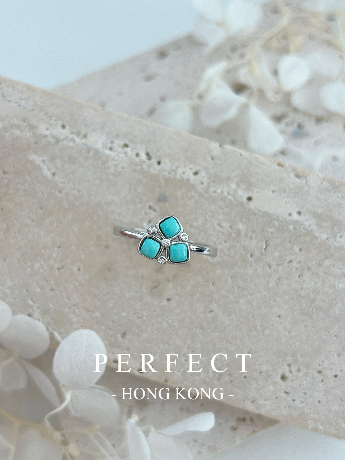Turquoise Clover S925 Ring | 綠松石三葉草戒指🩵✨