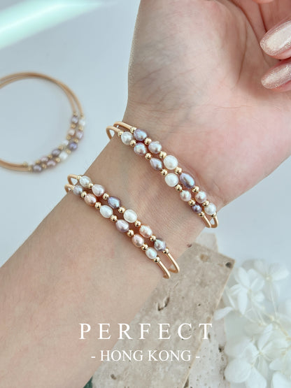 Candy Freshwater Pearl Brass Bangle | 糖果🍭珍珠繞線手鐲✨